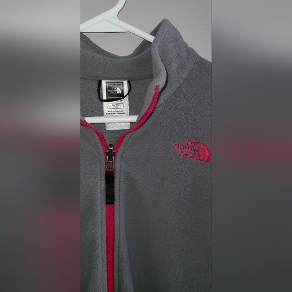 The North Face girls xl zipup‎ fleece gray and pink - Picture 4 of 10